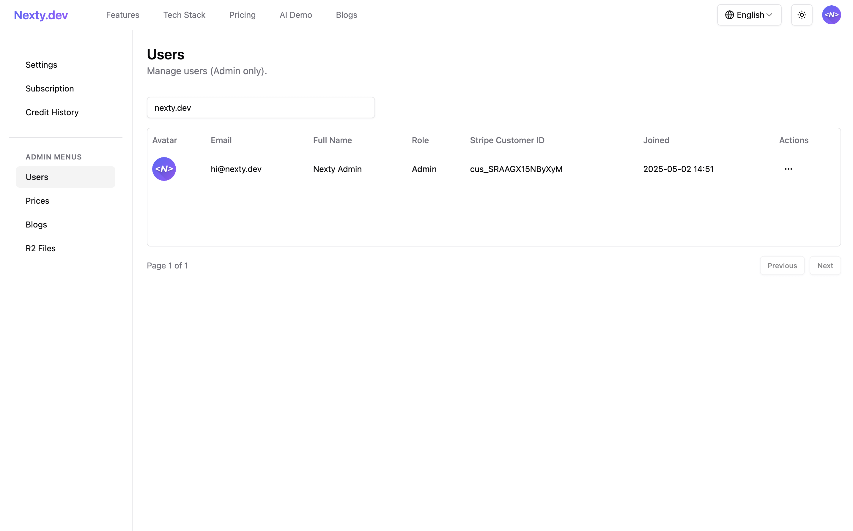 Dashboard and Platform Admin